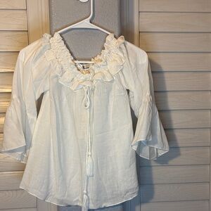 My Tribe White Ruffle Blouse